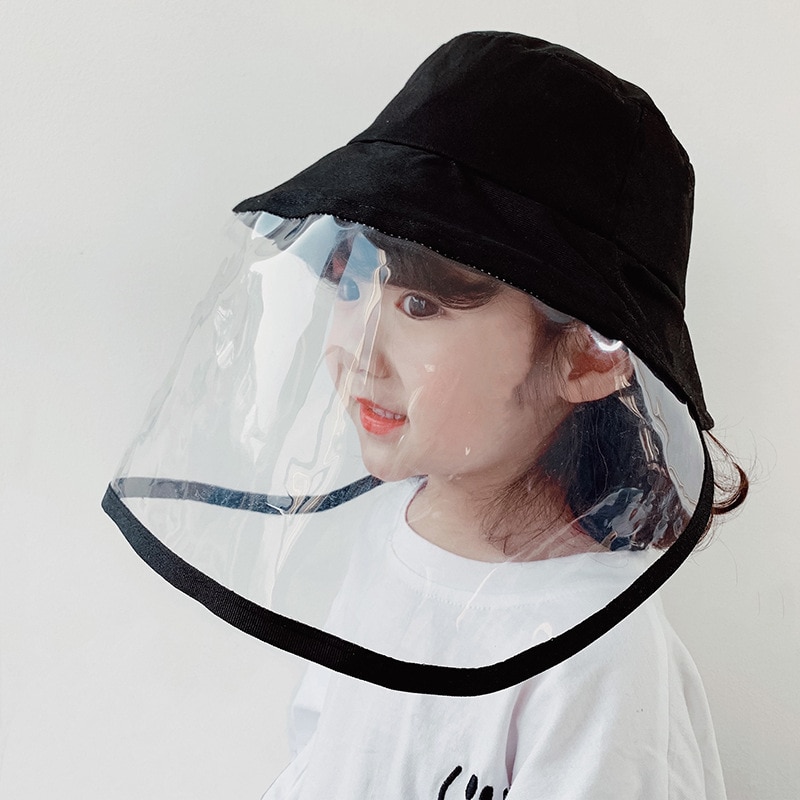 Baby Bucket Hat Protective Full Face Shield Cover Kids Hats Anti Saliva Dustproof Dual-use Sun Hat Cap With Clear Facial Mask